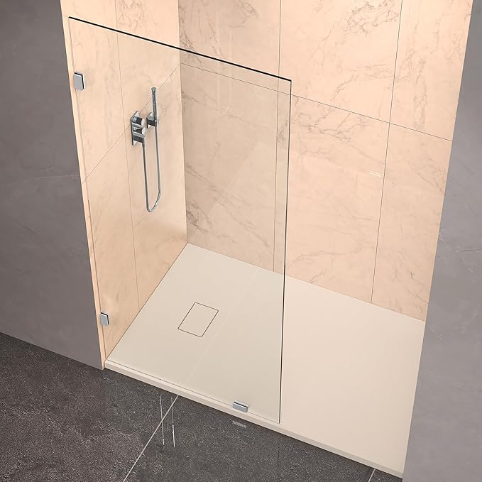 Shower Glass Panel 36" x 79" Easy-to-Clean Treated, 3/8" Tempered Glass Shower Screen, Frameless Shower Door for Walk In Bathroom, Brushed Nickel