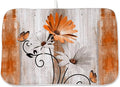 Floral Dish Drying Mat 18x24 Inches For Kitchen Counter Orange Daisy Flower Kitchen Decoration Drying Mat Modern Decorative Drying Pad For Home Kitchen Decor,Dining Room,Office Decor