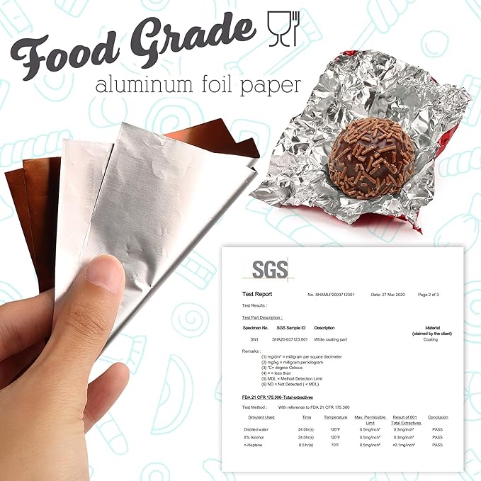 LotFancy Foil Candy Wrappers for Chocolates, 4x4 inch, 900 Pcs Aluminum Candy Wrapping Paper, Square Colored Foil Sheets for DIY Homemade Candies Party Favors Decorations, 9 Colors