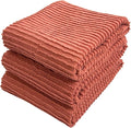 Serafina Home Peach Coral Salmon Kitchen Hand Dish Towels: Oversized 28" x 18",100% Cotton Cloth Soft Cleaning Drying Absorbent Ribbed Design, Set of 3 Multipurpose for Everyday Use (Peach)