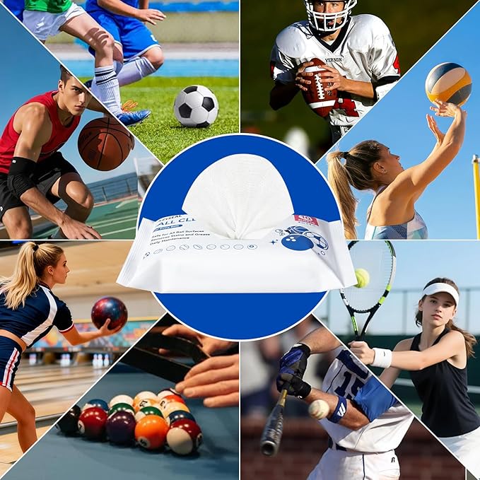 50 Count Bowling Ball Cleaning Wipes Removes Grime, dust, Oil from Ball Surfaces Includes Portable, resealable Pouch Suitable for All Ball Types Cleans, maintains extends Ball lifespan