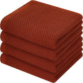 Kitinjoy 100% Cotton Waffle Weave Kitchen Hand Towels (13 X 28 Inches, Rust), 4-Pack Super Soft and Absorbent Dish Towel for Drying Dishes