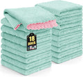 Mordimy 18 Pack Kitchen Cloths Dish Towels (10" x 10", Green & Pink), Super Soft and Absorbent Dish Cloths, Coral Velvet Microfiber Cleaning Cloth, Nonstick Oil Fast Dry Dishcloths