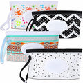 FEBSNOW 4 Pack Baby Refillable Baby Wet Wipe Dispenser, Reusable Wipes Pouch Container, Lightweight Portable Travel Wipes Holders