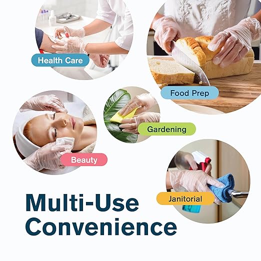 Ridex Disposable Gloves, Latex-Free Clear Vinyl, X-Large, 1000-Count, All-Purpose, Ambidextrous, Powder-Free, Transparent, Hypoallergenic, Resilient, Food Handling, Commercial Kitchen