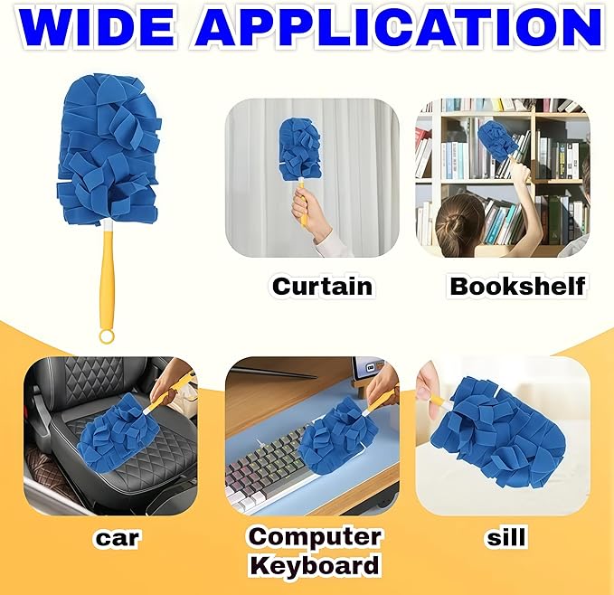 2026 New 360° Electrostatic Duster Refills - Washable & Reusable, High-Density Microfiber, Fits Most Standard Duster Handles, for Home Office Car High Adsorption Duster (1 Handle + 5 Refills)