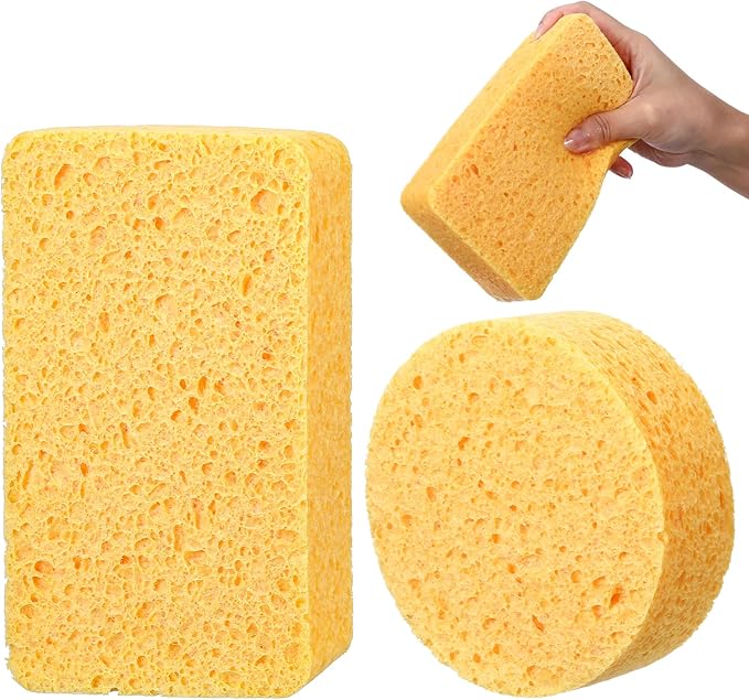 2Pcs Large Natural Sponges Household Cleaning Sponges Non-Scratch Cleaning for Kitchen Bathroom Countertops Car Wash 5.91 × 3.94 × 1.97 inches