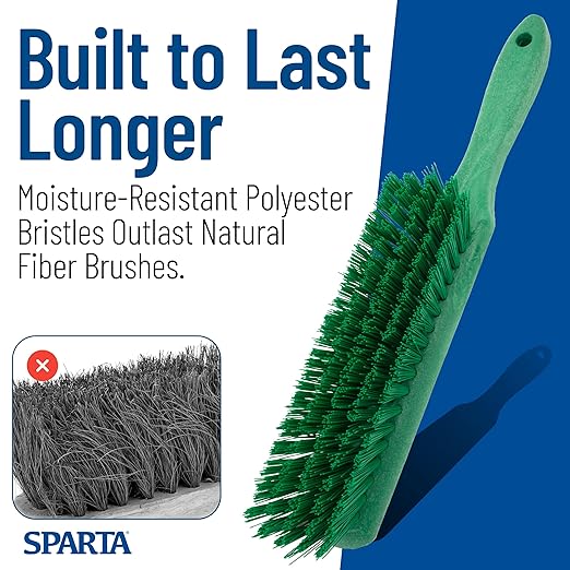 SPARTA Handheld Soft Counter Brush 8 Inch Bristle Span, Multi-Use Dust Brush with 5 Inch Handle for Tables, Countertops, and Delicate Surfaces, Polyester, Green, (Pack of 6)