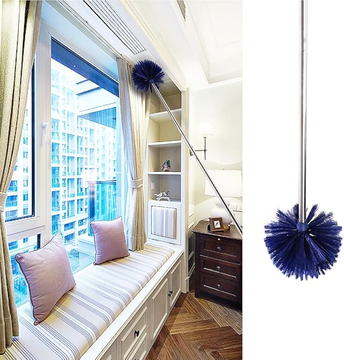 Cobweb Duster, MEIBEI Removable and Washable Ceiling Fan Duster with Long Handle-72.1", Non-Scratch Bristles Cobweb Brush for Cleaning High Ceiling, Book Shelve, Curtain Rod