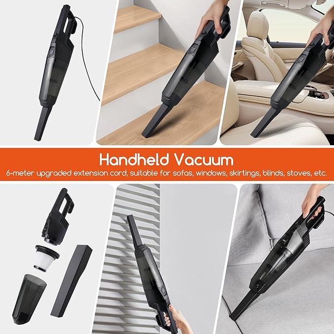 Lightweight Vacuum Cleaners for Home, Unique Vacuum and Mop Combo - 3 Dust Filters/Microfiber Pads, Corded Stick Vacuums & Electric Brooms - 600W 25Kpa Suction for Kitchen, Bedroom, Living Room