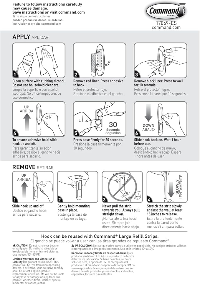 Command Large Wire Hooks, Holds up to 5 lb, 4 Hooks and 8 Strips, Damage-Free Hanging Wall Hook with Adhesive Strips, No Tools Great for Hanging, Organization and Storage