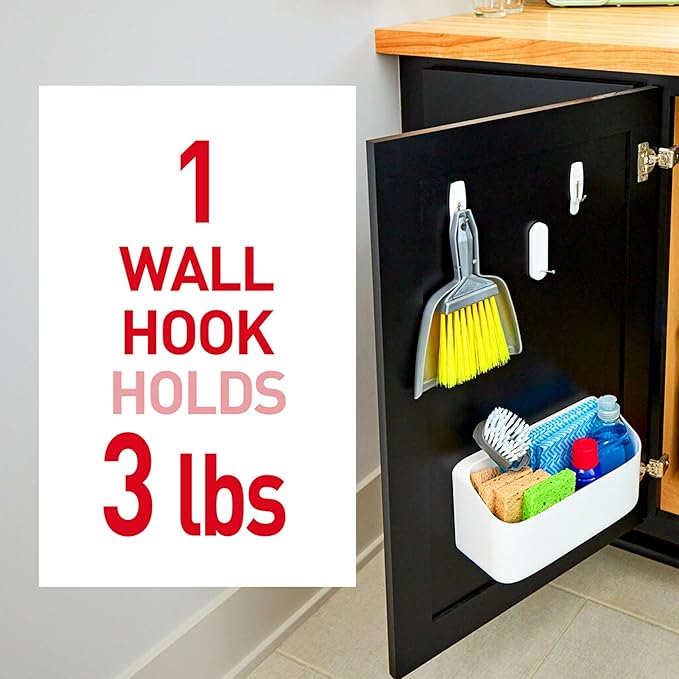 Command Medium Wire Hooks, 3 Hooks, 4 Strips, Damage-Free Hanging Wall Hooks with Adhesive Strips, No Tools Wall Hooks for Organization in Living Spaces, Holds up to 3 lb