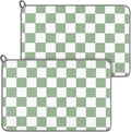Zonon Green Checkered Dish Drying Mat for Kitchen Counter 16" x 24" Microfiber Absorbent Dish Drainer Rack Pads Fast Dry Mat Vintage Kitchen Decorations