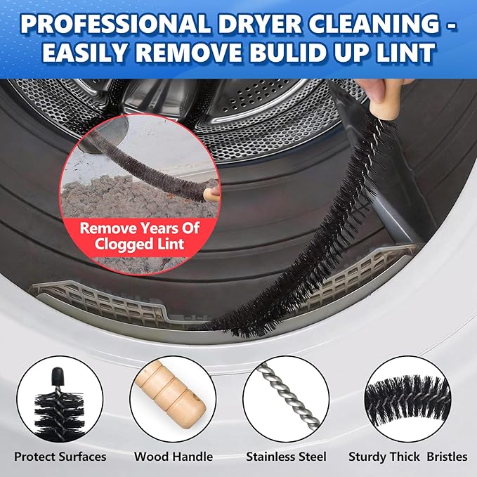 Sealegend 2 Pieces Upgraded Dryer Vent Cleaner Kit - Universal Vacuum Hose Attachment & Dryer Lint Brush, Compatible with Most Vacuum Cleaner, Quickly Lint Remover, Blue