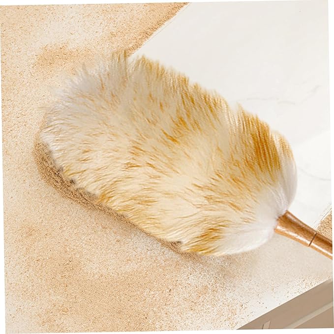 NIDONE Dusters for Cleaning 20in Static Fluffy Lambswool Duster with Wood Handle Bendable Washable Cleaning Tools for Ceiling Fan, Window, Computer, Shelves