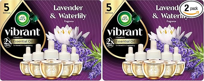 Air Wick Plug in Scented Oil Refill,Lavender & Waterlily,Air Freshener,Essential Oils,(Pack of 10)
