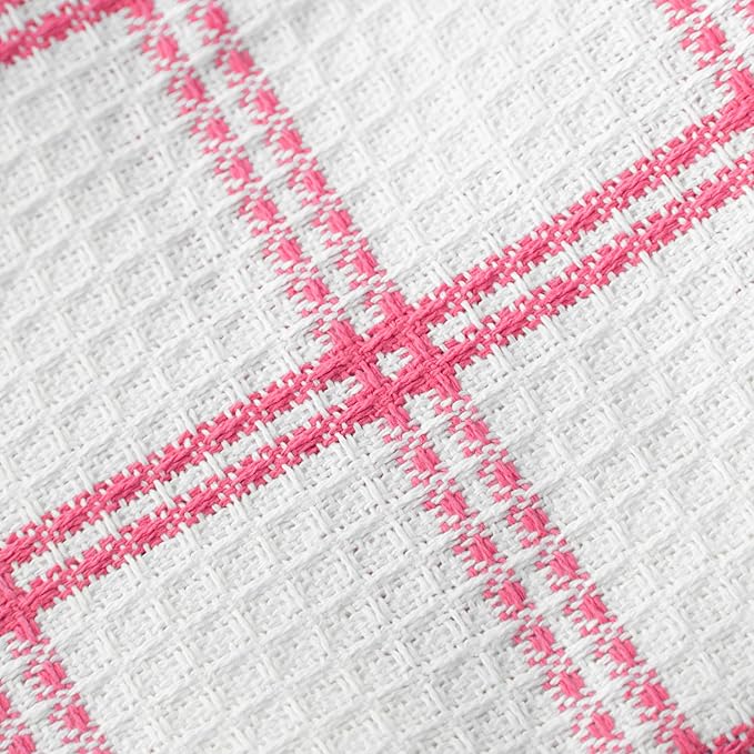 T-Fal Premium Waffle Dish Cloths: Highly Absorbent, Super Soft Long Lasting - 100% Cotton, 12"x13" Flat Waffle Dish Towel for Cleaning & Drying Dishes, (4-Pack), Pink