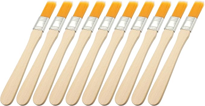 LBY 10pcs Household Cleaning Dusting Brush,135mm(5.31'') Paint Brush Small Size Keyboard Brush Computer Notebook Dusting Brush, Yellow Natural Bristles, Wooden Handle
