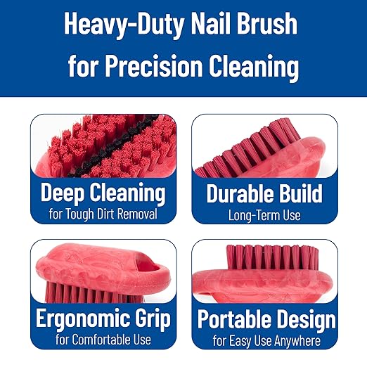 SPARTA 5 Inch Hand and Nail Brush with Stiff Polyester Bristles, Polypropylene Body, Color Coded Scrub Brush for Commercial Foodservice and Industrial Use, Red