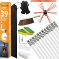 Sealegend 39 Feet Chimney Sweep Kit Chimney Brush, Chimney Cleaning Kit and Rotary Chimney Cleaning System, Fireplace Brush Tool with 12 Nylon Flexible Rods