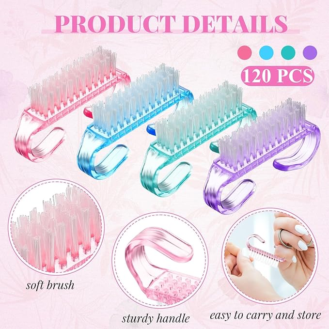 Patelai 12 Pcs Handle Grip Nail Brush Bulk Colorful Nail Scrubber Fingernail Brushes Hand Toes Cleaning Brushes Pedicure Scrubbing Tool for Men and Women, Multicolor Brush