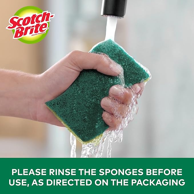 Scotch-Brite MMMHD3 Heavy Duty Scrub Sponge, Yellow & Green, 3 Per Pack