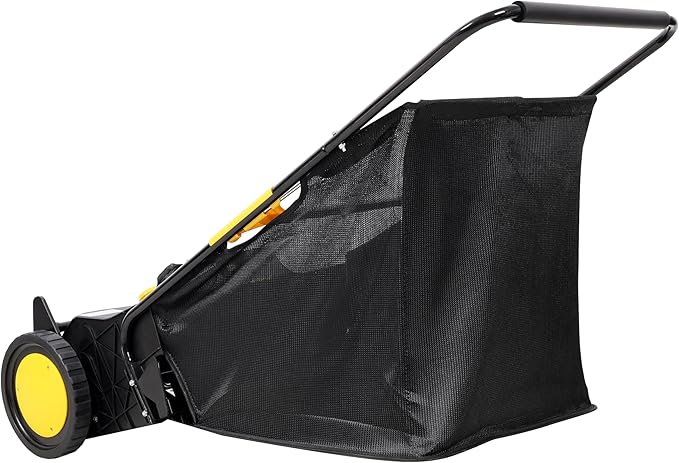 21 Inch Lawn Sweeper Push Hand Powered for Leaves, Grass Clippings & Yard Debris, 4 High-Speed Brushes & Large 7 cu ft Hopper Bag | Adjustable Height, ABS+Steel Frame (21 Inch Black)