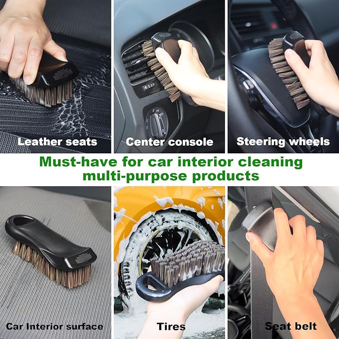 Soft Bristle Leather Cleaning Brush for Car Interior,Upholstery,Furniture,Couch,Shoe and Boot,Car Detailing Scrub Cleaner Brushes (Works on Natural,Synthetic,Pleather,Faux Leather and More)