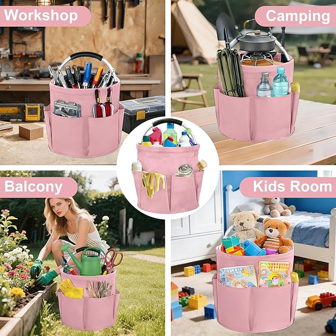 Qivine Cleaning Caddy for Cleaning Supplies, 17L Cleaning Supply Caddy with Handle Foldable Cleaning Supplies Organizer Bucket Tool Bag Organizer Cleaning Products Organizers for Home, Garden