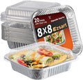 8x8 Aluminum Pans with Clear Lids - 20 Pack Disposable Baking Pans, Tin Foil Trays for Baking Cake, Cooking, Heating, Storing and Prepping Food