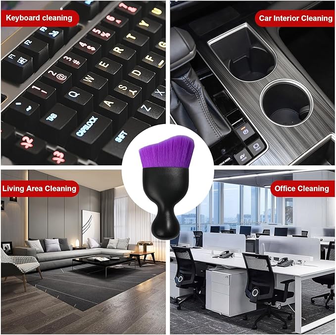 Ziciner 2 PCS Car Detailing Brush, Curved Soft Bristles Auto Removal Dust Collectors, Universal Vehicle Dashboard, Air Conditioner Vents etc Interior Cleaning Tool Accessories (Pure Purple)