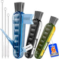 6 Pack Holikme 4 in 1 Cup Lid Cleaning Brush Set with 3 Straws, Multifunctional Bottle Brush, Silicone Cup Lid Gap Cleaner, Durable Bristle Crevice Cleaning Brush, Navy & Black & Olive