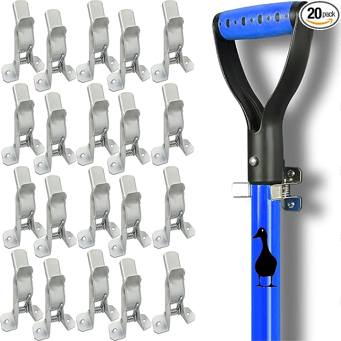 Black Duck Brand White Spring Grip Clamps, Mop and Broom Clamp Holder for Shovel, Rake, Broom, Mop, Etc. (20, Jumbo)