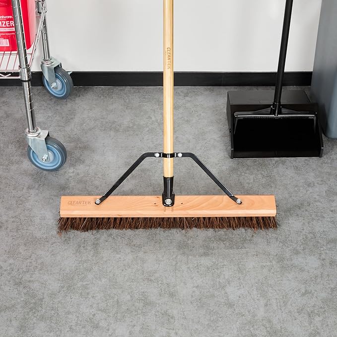 Restaurantware-BROOM HEAD ONLY: Clean Tek Professional 24-Inch Indoor Broom Head, 1 Heavy-Duty Push Cleaning Tool - Handle And Brace Sold Separately, Palmyra Bristles, Wooden, Outdoor Use