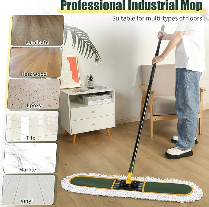 BUVE 36'' Commercial Industrial Dust Mop Replacement Heads, 2 Pack Strength Cotton Mop Refill Pads Washable Fit BUVE Dust Mop B0D1TLKFGT
