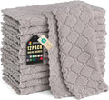 Homaxy 12 Pack Kitchen Dish Cloths (10 x 10 Inches, Grey), Super Soft and Absorbent Coral Velvet Dish Towels, Nonstick Oil Fast Drying Microfiber Cleaning Cloth, No Lint Household Dishcloths