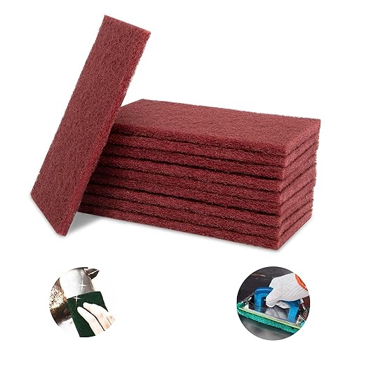 Red Scuff Pads - 10Pcs Scouring Pad - Very Fine Grade Hand Pads, Paint Primer Prep Adhesion Scratch, 7447 General Purpose Sanding Pad 200 x 125mm/8" x 5"