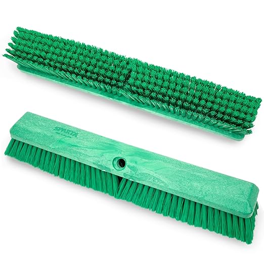SPARTA 41890EC09 Omni Sweep Plastic Push Broom Head, Heavy Duty, Industrial Broom With Color Code System For Outdoor, Indoor, Garage, Concrete, Patio, Kitchen, Bathroom, 18 Inches, Green