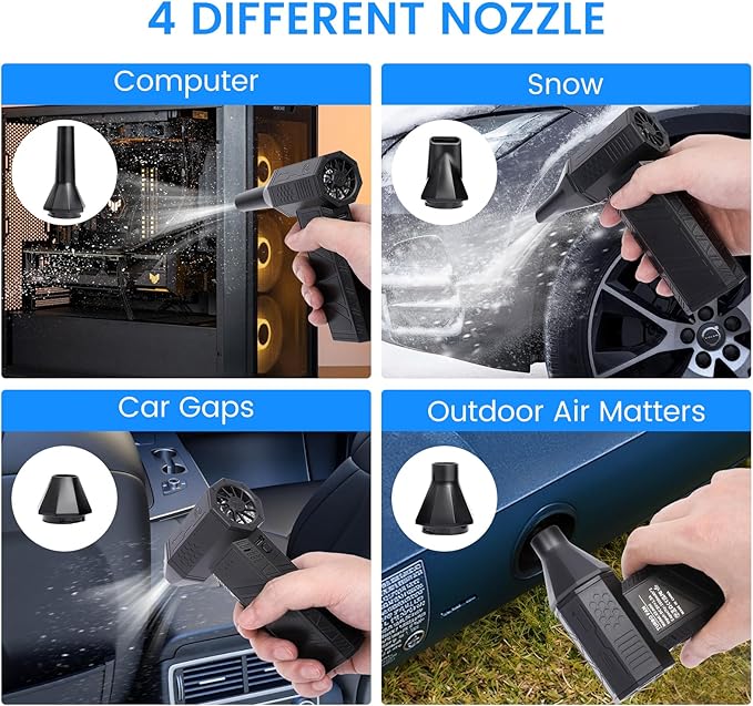 Compressed Air Duster, 3-Gear Electric Air Duster Rechargeable, Super Power Air Blower with Brushless Motor, Mini Blower for Computer, Keyboard, Car, House, Office, Outdoor, PC