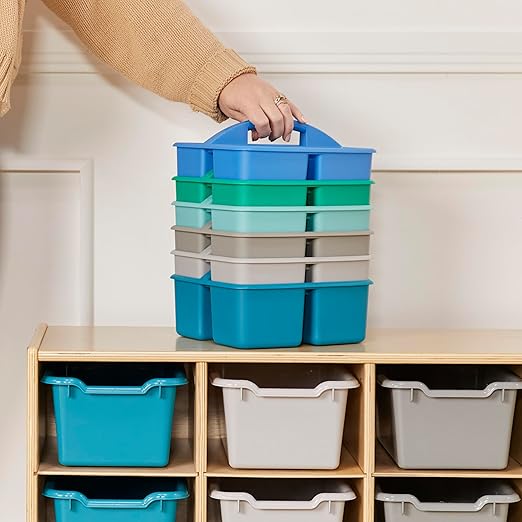 ECR4Kids 3-Compartment Storage Caddy, Storage Organizer, Contemporary, 6-Pack