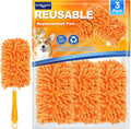 Reusable Duster Refill for Swiffer Hand Duster, 360 Degree Duster Refills for Cleaning, Ceiling Fan, Orange, 3 Pack (Handle is Not Included)