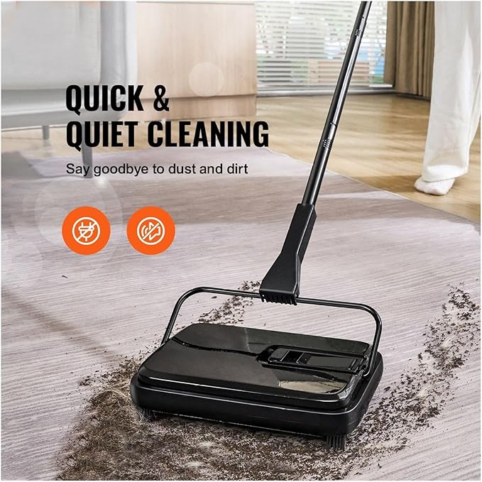 Carpet Sweeper - 7.87" Manual Floor Sweeper for Hardwood, Laminate, Rugs - Non-Electric Dustpan with Comb - Home Office Cleaning