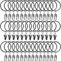 40 Pack Curtain Rings with Clips, Drapery Clips with Rings, Drapes Rings 1.26 in Interior Diameter, Fits up to 1 Inch Curtain Rod, Silver