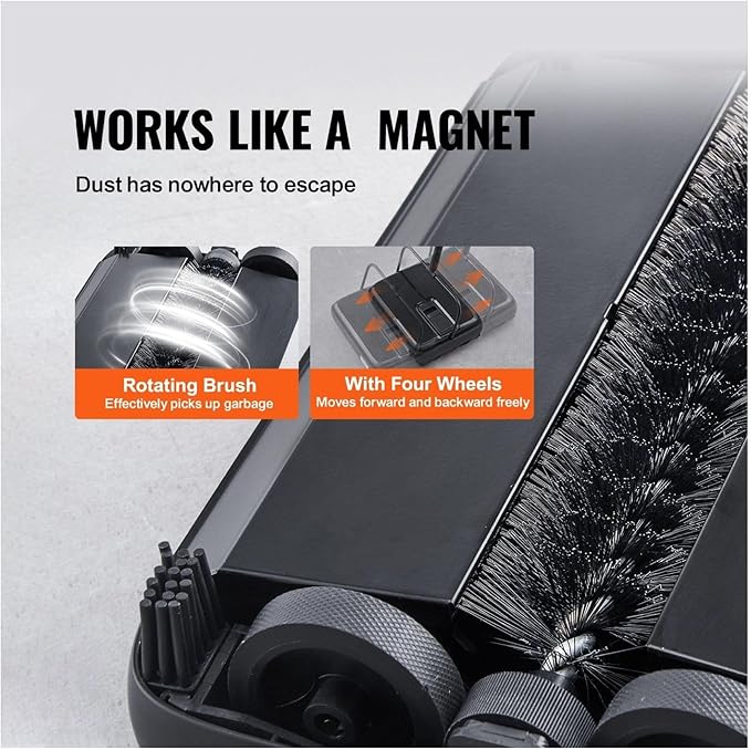 Carpet Sweeper - 7.87" Manual Floor Sweeper for Hardwood, Laminate, Rugs - Non-Electric Dustpan with Comb - Home Office Cleaning