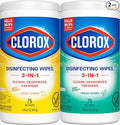 Clorox Disinfecting Cleaning Wipes for Spring Cleaning & Allergy Season, Bleach Free, Fresh Scent and Crisp Lemon, 75 Count Each, Pack of 2
