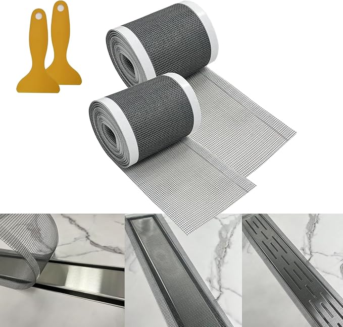 Neodrain 2 PCS Linear Shower Drain Hair Catcher Cutable Disposable Bathroom Drain Sticker，3.54”x32.8FT