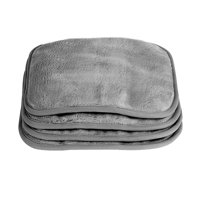 Eurow Reusable Makeup Remover Cloths, Soft Microfiber Face Towels for All Skin Types, Chemical-Free, Protective, Machine Washable, Gentle & Effective Facial Cleansing, 8"x8", Gray, 4-Pack