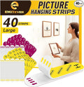 EMITEVER Picture Hanging Strips Heavy Duty, Damage Free Picture Hangers for Walls, Hanging Hooks Kit Without Nails, Large Adhesive Wall Strip for Poster Sticky 20-Pairs (40 Strips)