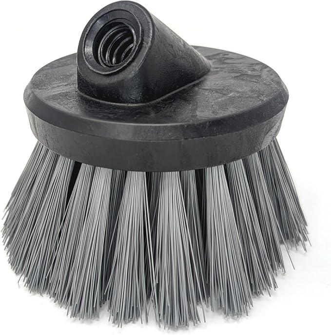 Guttermaster GM-314P Grey 4.5 Inch Diameter Round Medium Stiff Flow Through Brush for Decks and Sidewalks