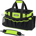 Wearable Cleaning Caddy Bag, Cleaning Caddy Supplies Organizer with Handle & Shoulder Straps for Housekeepers, Under Sink & Car Cleaning Tool Organizers with 4 Foldable Divider (NeonGreen)